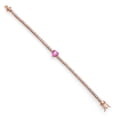 thumbnail image 3 of Gem Stone King 18K Rose Gold Plated Silver Pink Mystic Topaz and White Moissanite Tennis Bracelet for Women (5.33 Cttw, Gemstone Birthstone, Heart Shape 8MM, 7.25 inch), 3 of 6