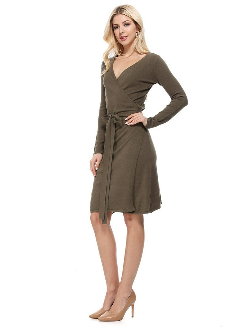 grey wrap sweater dress Grey Sweater Dress – Posche By Kim D main image 0