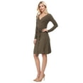 thumbnail image 3 of Yemak Women's V-Neck Long Sleeve Belted Wrap Sweater Dress Olive-M-BD, 3 of 3