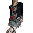 thumbnail image 2 of Franhais Women Trendy T-Shirt, Vintage Eye/Leopard Print Round-Neck Long Sleeve Casual Tops, 2 of 6