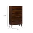 thumbnail image 6 of Walker Edison 30” Mid-Century Modern Curved Front 5-Drawer Dresser, Walnut, 6 of 20
