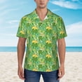 thumbnail image 2 of Sikiie Cartoon Frog And Lotus Leaf Print Men's Hawaiian Shirt, Summer Beach Button Pocket Short Sleeve T-Shirt,Large, 2 of 7