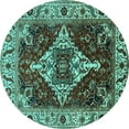 thumbnail image 1 of Ahgly Company Indoor Round Oriental Turquoise Blue Industrial Area Rugs, 8' Round, 1 of 4