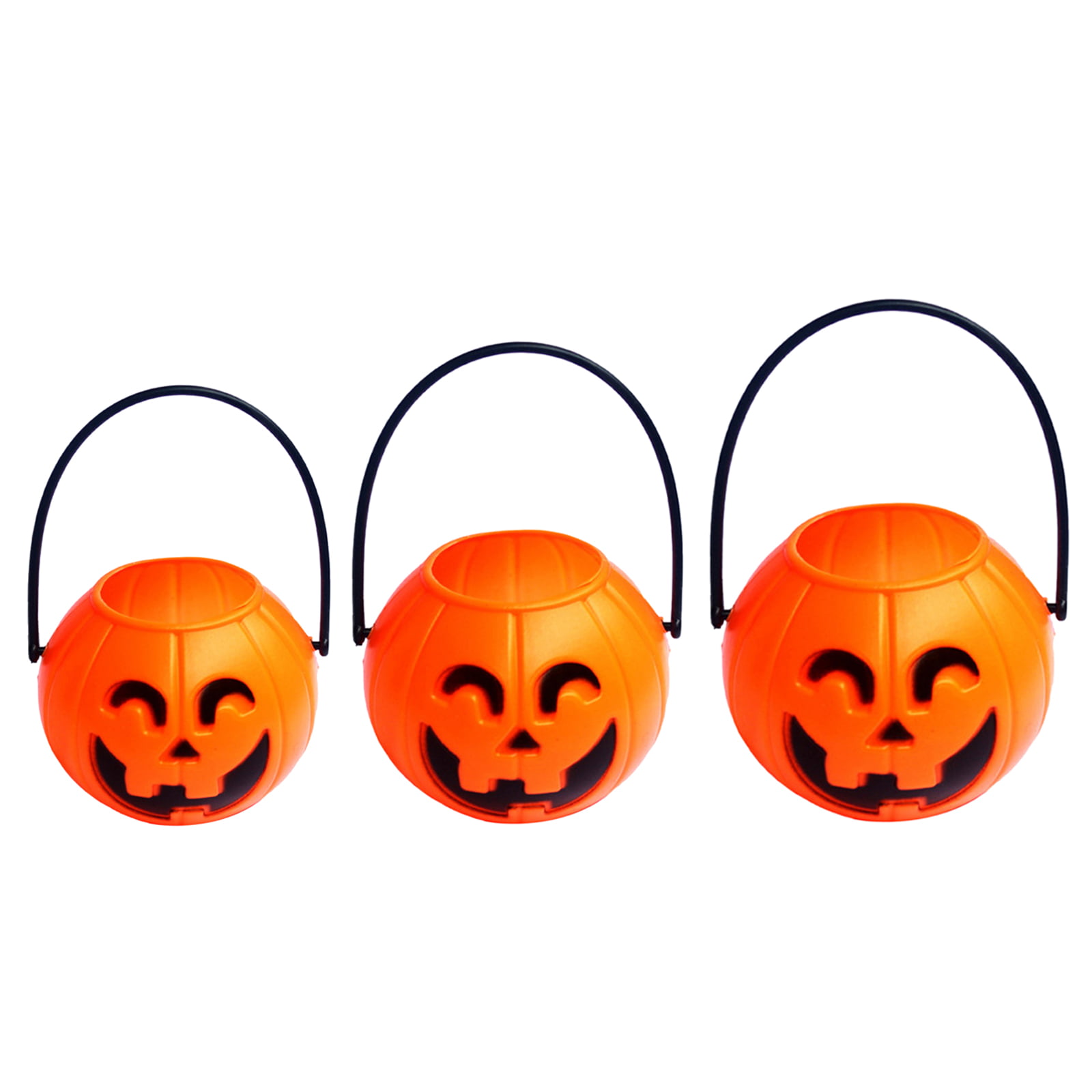 1 x Large Children Halloween Party Decoration Ornaments Candy Jar 1 x Small Candy Basket with Handle Portable Pumpkin Buckets 
