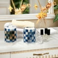thumbnail image 4 of Yayeee 2 Pack Qtip Holder Bathroom Cotton Swab Canister with Lid Clear Dispenser Set, Blue and Gray Plaid Pattern, 4 of 6
