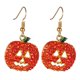 thumbnail image 1 of Pendientes de calabaza de Halloween - Pendientes colgantes de cristal para mujer Pendientes de calabaza sonriente de noche navideña, 1 of 6