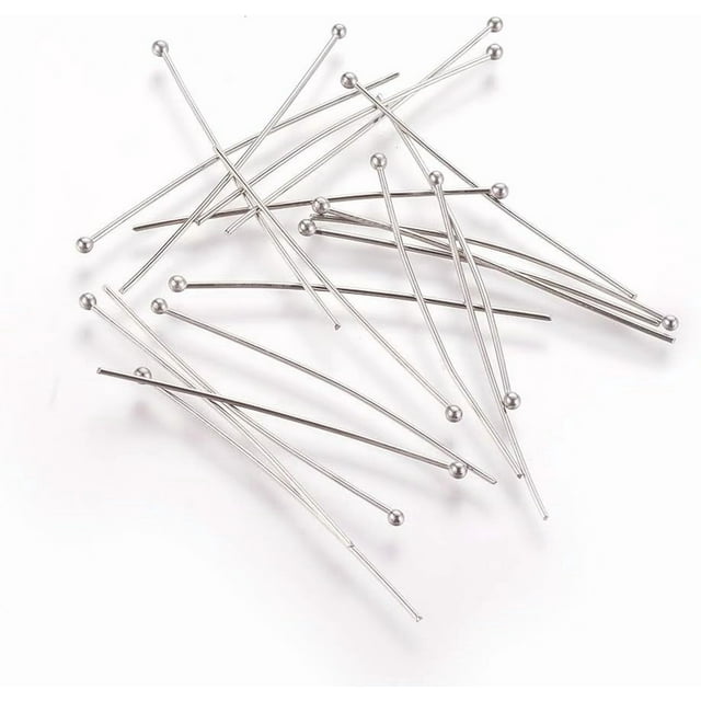 20 Pcs Têtes de Boule en Acier Inoxydable 304 Résistantes, Épingles à Cheveux en Métal pour Fabrication de Bijoux, Longues Pointes pour Bricolage, Boucles d'Oreilles, Bracelets, Colliers, Pendentifs, Fournitures 40x0.7mm : 2mm