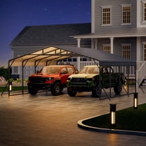 20x20FT Metal Carport, Heavy Duty Carport with Galvanized Steel Roof and Enhanced Base, Upgraded Large Outdoor Canopy, Metal Garage for Cars, Boats, Trucks, Gray (20x20FT)