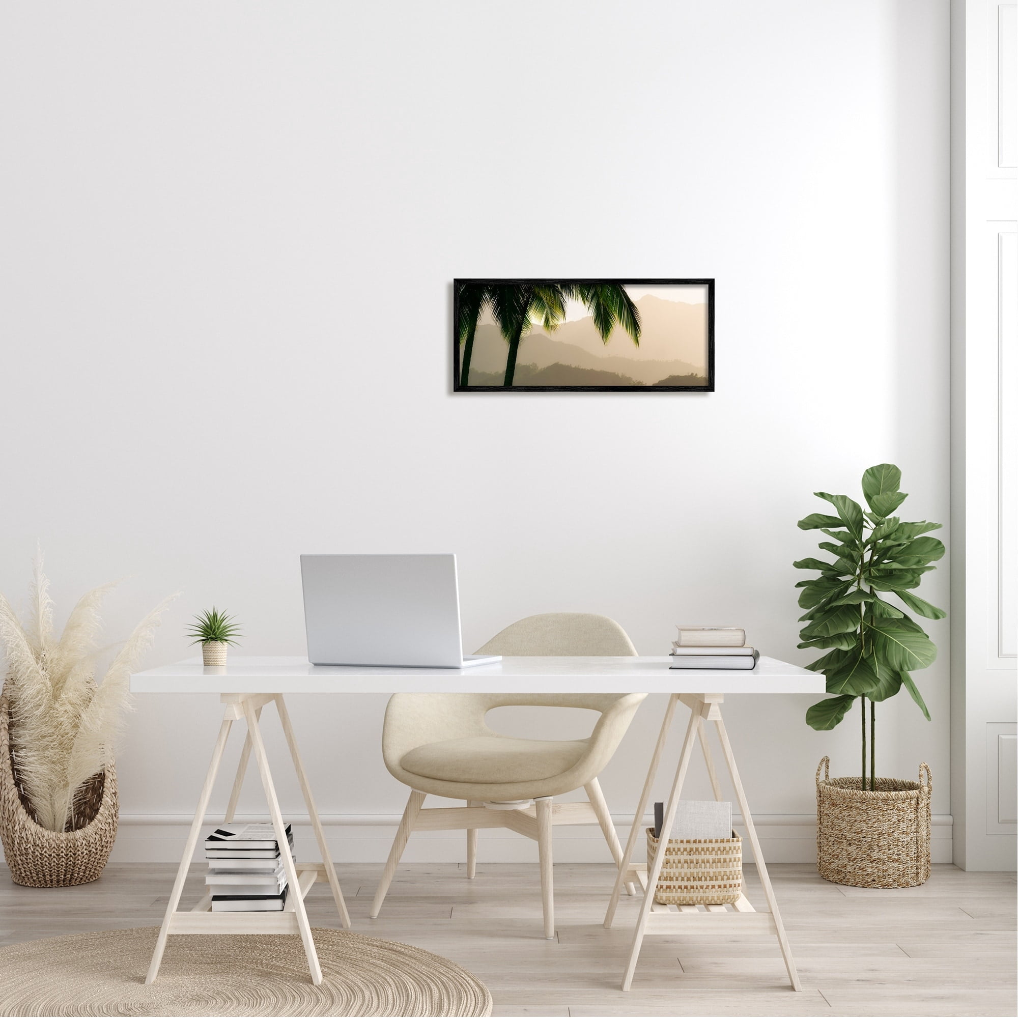 Stupell Industries Tropical Palm Tree Overlooking Sunlit Mountain Valley , 24 x 10, Design by Dennis Frates