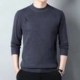 thumbnail image 1 of Pull Chaud pour Hommes d'Âge Moyen Automne Hiver Simple Tempérament Jacquard Uni Filetage Col Rond Haut Tricoté, 1 of 5