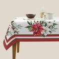 thumbnail image 4 of Poinsettia Christmas Round Tablecloth Square 60x60 Inch, White and Red Christmas Tablecloths Stain Resistance Polyester Winter Table Cloth for Holiday Parties Kitchen Dining Indoor Outdoor, 4 of 6