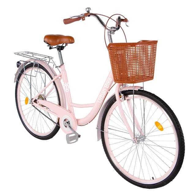 Bicicleta Urbana De Paseo R26 Doble Freno Vintage Canastilla rosa