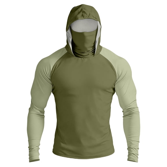 Men's UPF 50 Sun Hoodie Long Sleeve Hooded Fishing Shirt Solid Pullover Cooling Ice Silk Breathable Quick-Dry Moisture Wicking 4-Way Stretch for Commute Fishing Hiking Mint Green M