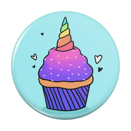 

Unicorn Cupcake with Sprinkles Rainbow Kitchen Refrigerator Locker Button Magnet
