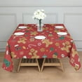 thumbnail image 3 of Red Christmas Gingerbread Man Pattern Square Tablecloth,Waterproof Square Table Cover,Wipeable Spillproof Washable Table Cover for Home Kitchen Party Decor 42"X42"(107x107cm), 3 of 6