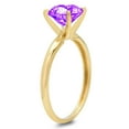 thumbnail image 3 of 1 ct Round Cut Natural Amethyst Solitaire 18K Yellow Gold Womens Engagement Ring, 3 of 4