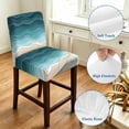 thumbnail image 4 of Turquoise Ombre Stripe Bar Stool Cover Set of 2, Summer Beach Abstract Waves Moires Stretch Bar Chair Cover, Removable Washable Pub Counter Stool Chair Slipcover for Kitchen Dining Room Pub Cafe, 4 of 9