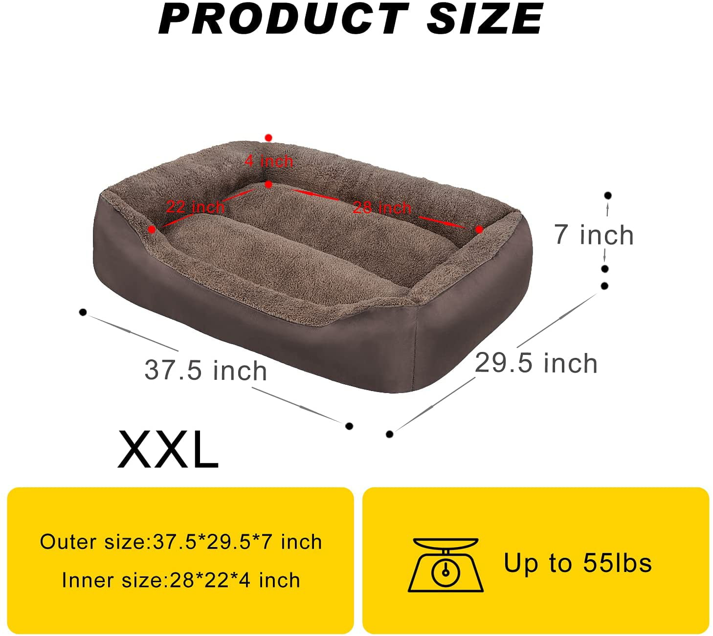 Soft Breathable Dog Bed Machine Washable Pet Bed with Hidden Zipper OQQ Dog Beds for Medium/Large Dogs 