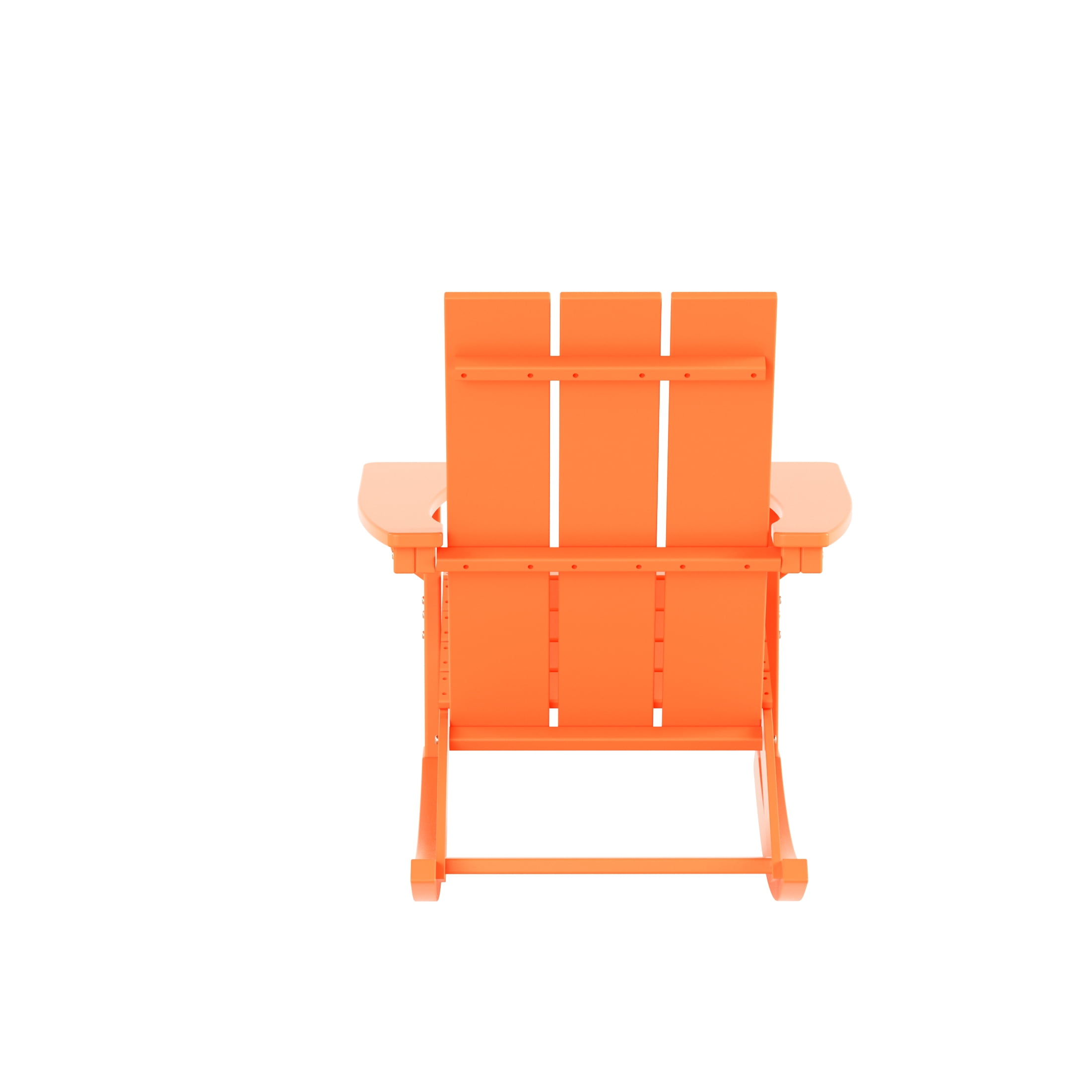GARDEN Set of 4 Modern Plastic Outdoor Rocking Chairs for Patio Porch, Orange