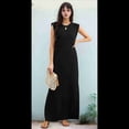 thumbnail image 4 of Vestido Maxi de Verano para Mujer, Informal, Holgado, con Abertura, Sin Arrugas, con Cuello Redondo y Bolsillos, Color Negro, 2025, Talla S, 4 of 9