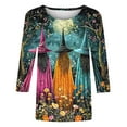 thumbnail image 5 of VKOYWKM Halloween Shirts for Women 3/4 Sleeve Witch Graphic T Shirts Loose Fit Crew Neck T-Shirts Halloween Costumes, 5 of 5