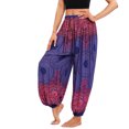 thumbnail image 5 of SWSMCLT Women's Boho Pants Harem Beach Baggy Trousers Print Bloomer Yoga Hippie Drawstring Elastic Waist Aladdin Indian Thai Bohemian Cinch Bottom Patterned5 One Size, 5 of 5