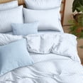thumbnail image 3 of Blue Striped Duvet Cover Queen Size White Stripe Duvet Cover Dorm Bedding Set 3 Pieces Soft Lightweight Washed Microfiber Farmhouse Bedding Set Gifts for Women Men, 3 of 15