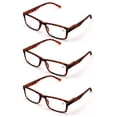 thumbnail image 2 of 3 Pairs Men Lightweight Rectangular Unisex Readers with Spring Hinge - Soft Matte Rubberized Reading Glasses - Spring Hinge, 2 of 2