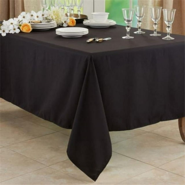 Saro Lifestyle Casual Design Everyday Tablecloth 65 x 120 in. Black Solid Color Cotton Tablecloth