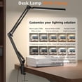thumbnail image 2 of Upgrade Swing Arm LED Desk Lamp with Clamp, 80 Beads, 5 Color Modes & 11 Brightness Levels, 360° Adjustable Arm, Eye-Caring Light CRI95, Timer Memory Function, for Office, Study, Crafting, 2 of 6