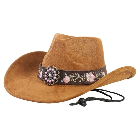 SRZYMJ Cowboy Hat for Women and Men Classic Felt Western Hat for Cowboys Cowgirls Wide Brim Belt Buckle Retro Fedora Hats
