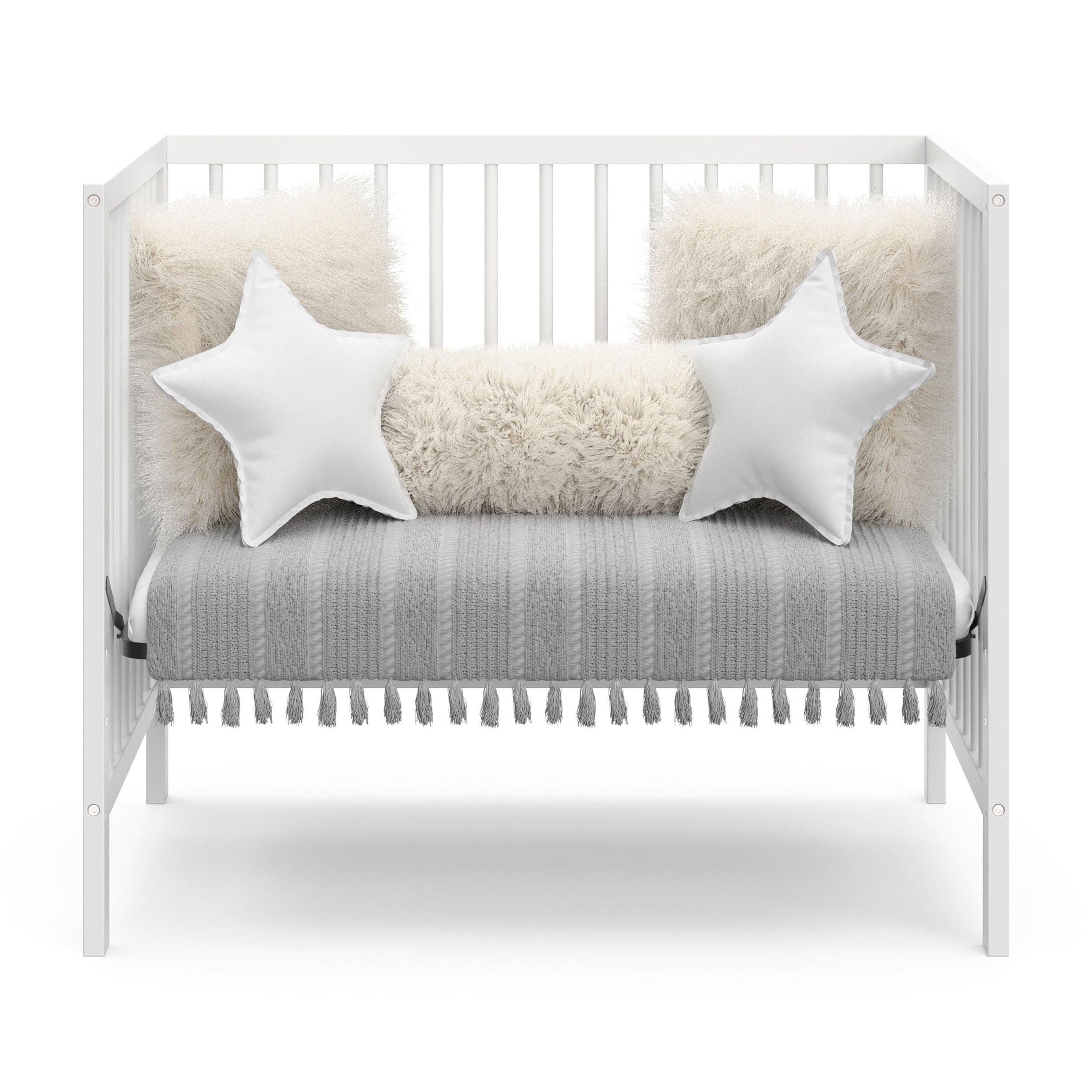 Graco Teddi 4-in-1 Convertible Mini Baby Crib with Mattress, White