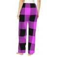 thumbnail image 3 of Fotbe Purple Black Buffalo Plaid Women's Pajama Pants,Sleepwear Pants,Pj Bottoms Drawstring And Pockets-Medium, 3 of 9