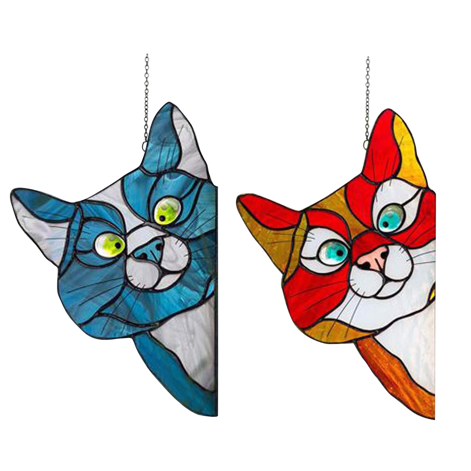 AIHOME Cat Stained Glass Sun Catcher Kitten Window Hanging Suncatcher