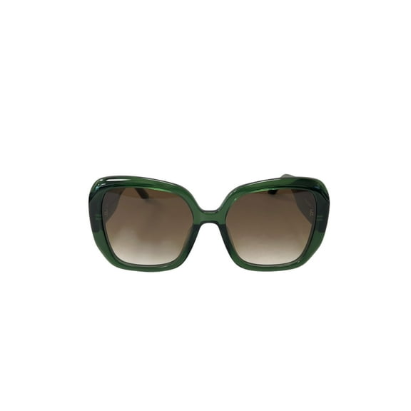 Quay Australia Full Glam Square Sunglasses Frosted Green Brown