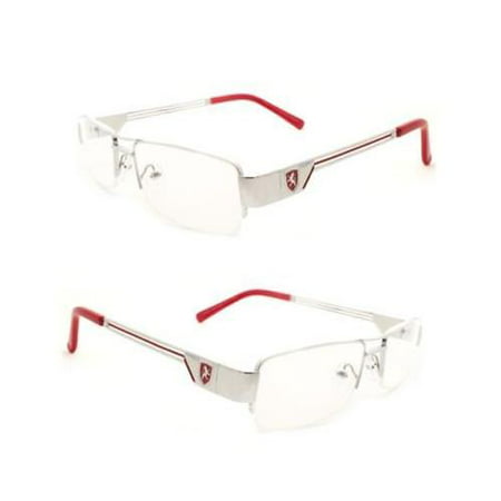 Fashion Retro Unisex Mens Womens Clear Lens Nerd Geek Glasses Eyewear silver Red