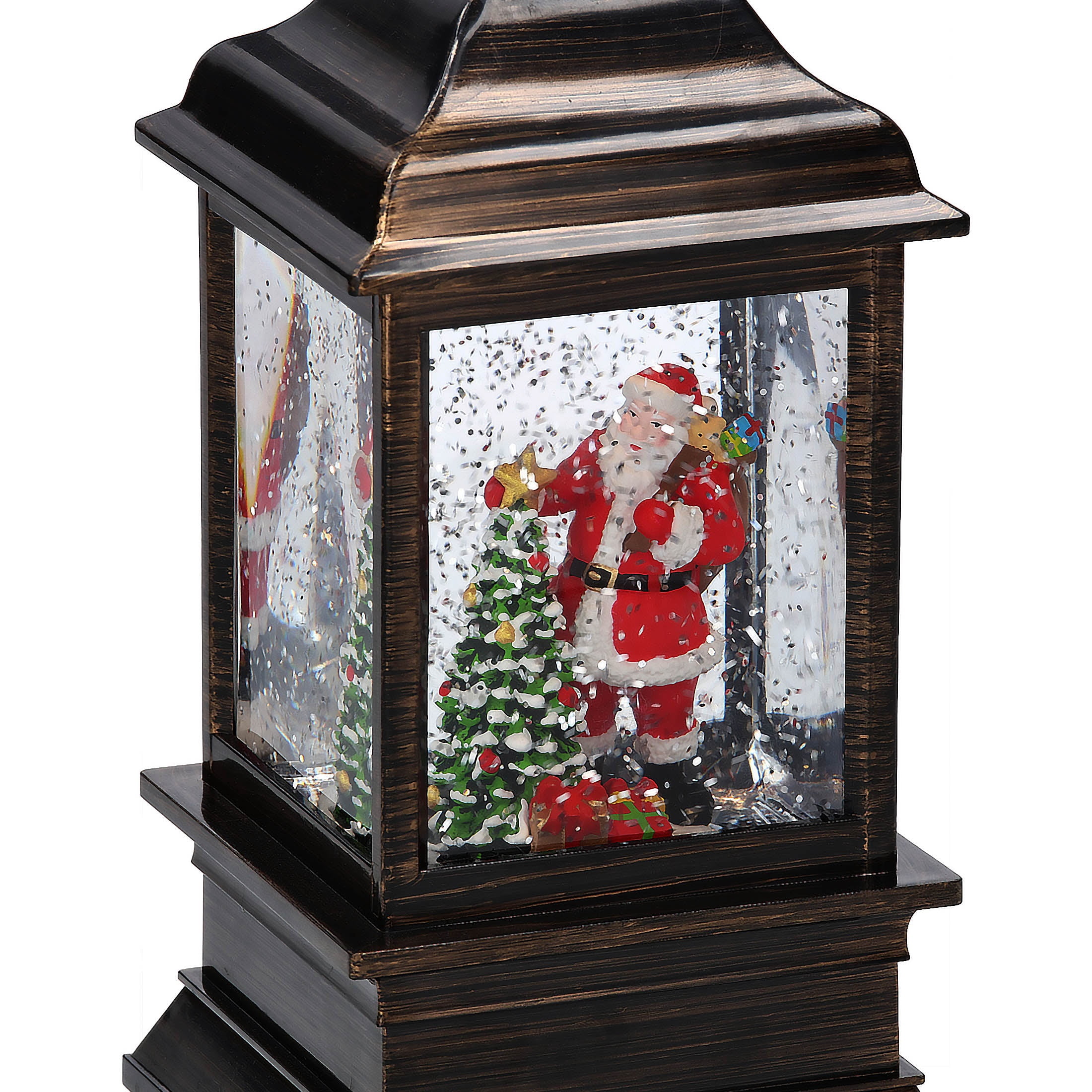 Light-Up Santa Square Water Lantern Christmas Decoration, Multicolor, 9", by Holiday Time