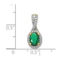 thumbnail image 4 of Finest Gold 14K Yellow Gold Diamond & Oval Emerald Halo Pendant, 4 of 4