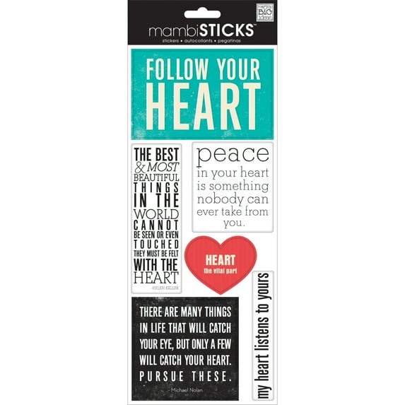 Sayings Stickers-Follow Your Heart, Pk 6, Me & My Big Ideas