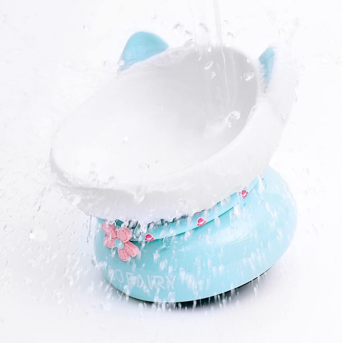 Fairela™ Elevated Ceramic Cat Bowl with Cute Ear Design - Anti-Slip Raised Stand Pet Food & Water Dish for Cats, Small Pets,Green