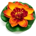 thumbnail image 2 of Paquete de 7 flores de loto de espuma flotante artificiales, plantas de estanque de lirio de agua, decoración de jardín para el hogar, 4 "de diámetro, 2 of 5