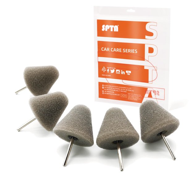 Juego de 5 almohadillas de pulido SPTA Gray Light Cut con vástago de 1/8"