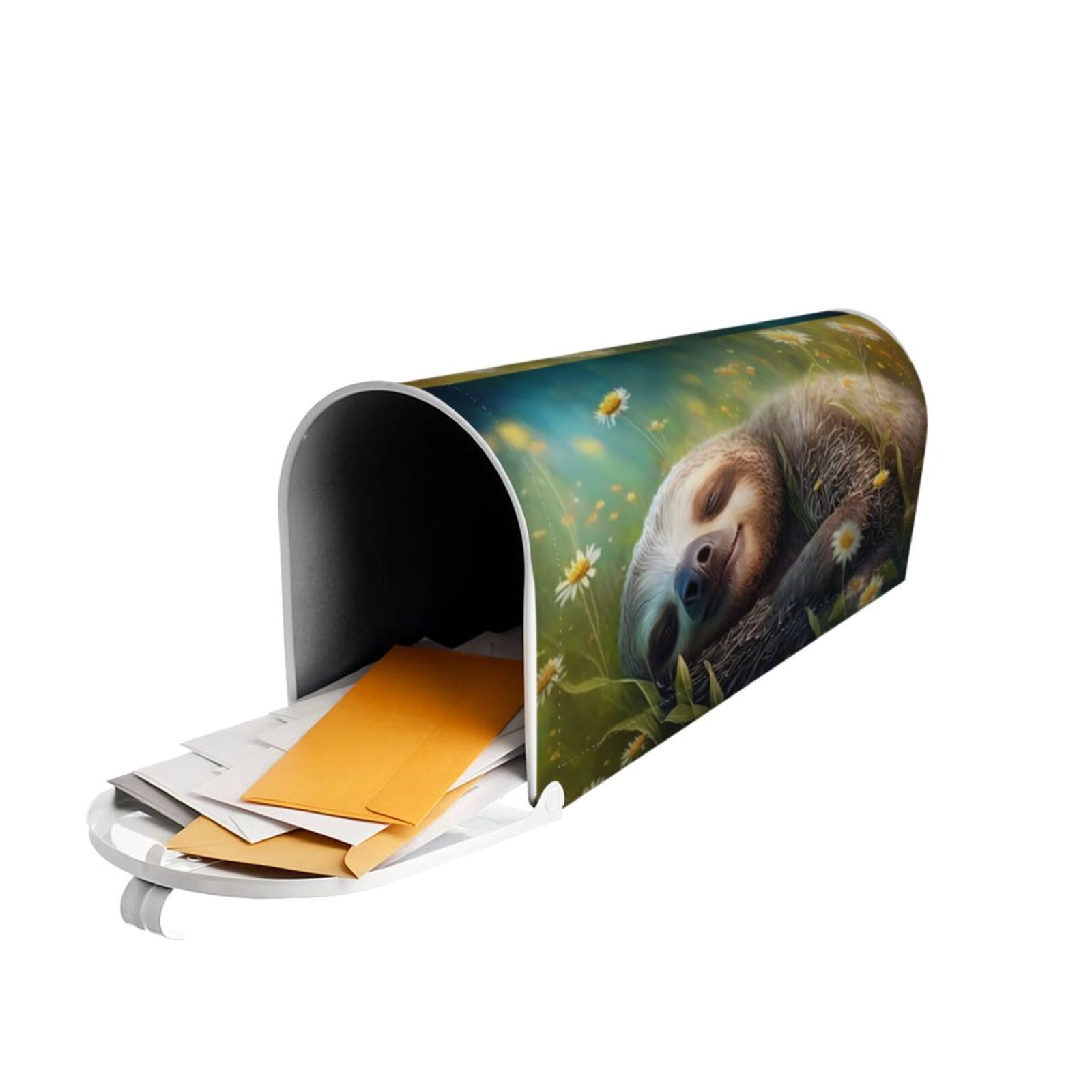 Naloa Daisy Sleeping Sloth Mailbox Covers Magnetic Post Box Cover Post Letter Box Cover Garden Decor-21x18 in