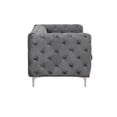 thumbnail image 4 of Toronto - 3 Pieces Button Tufted Gray Velvet Fabric Livingroom Set - 1 Sofa and 2 Armchairs, 4 of 7