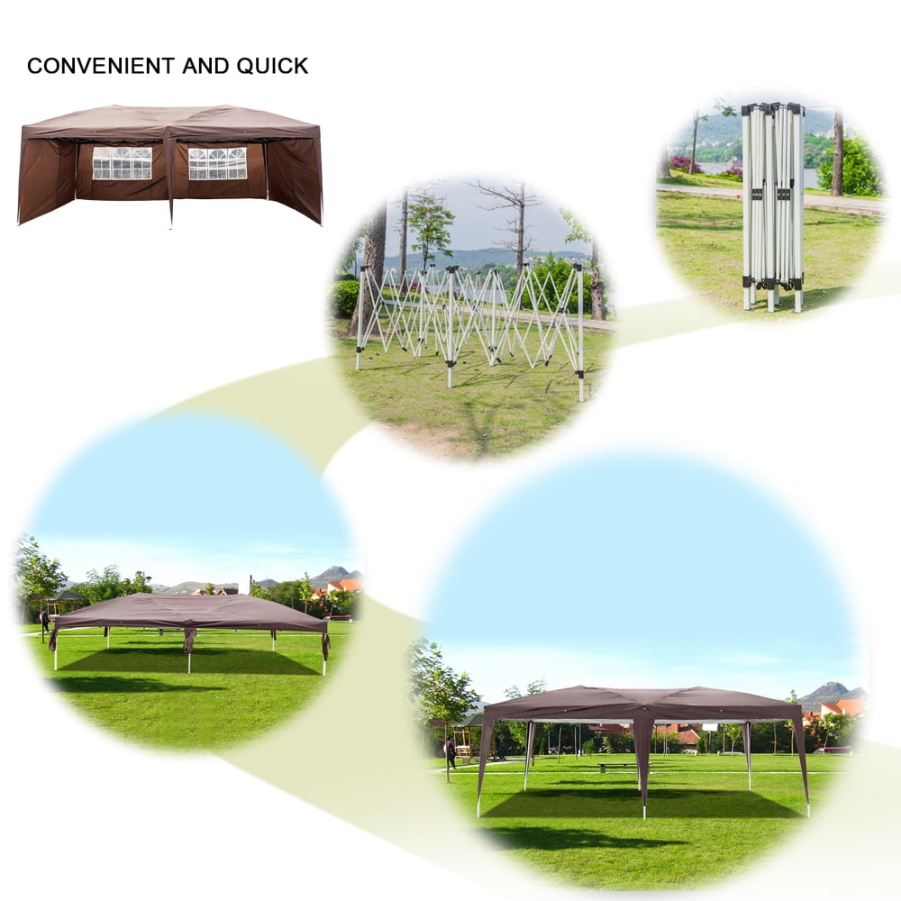 Kepooman 3 x 6m Instant Gazebo Tent, Right Angle Folding Shed with Two Windows, Practical Waterproof Folding Outdoor Canopy Shelter, Dark Coffee, Four Sides Kepooman 3 x 6m Instant Gazebo Tent, Right Angle Folding Shed with Two Windows, Practical Waterproof Folding Outdoor Canopy Shelter, Dark Coffee, Four Sides