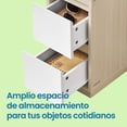 thumbnail image 2 of SONGMICS HOME Juego de 2, Mesita de Noche Estrecha, Mesa Auxiliar con 2Cajones y Compartimento Abierto, Beige Natural y Blanco Nube, 2 of 6