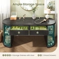 thumbnail image 3 of Modern Executive Desk with 2 Drawers, 58.3" x 21.7" Fluted Computer Desk with 2 Sliding Doors Storage, Home Office Desk, 3 of 7