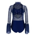 thumbnail image 3 of TSSOE Kids Girls Sparkly Rhinestone Dance Leotard Sheer Mesh Patchwork Bodysuit for Gymnastics Tumbling Navy Blue 16, 3 of 7