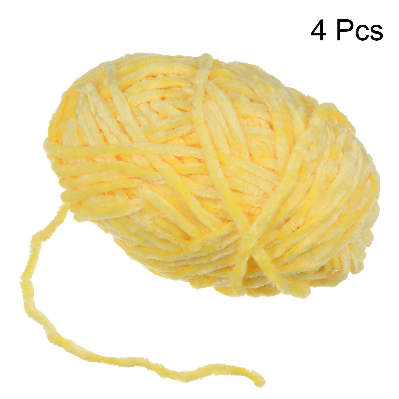 Uxcell 4pcs Velvet Yarn Soft Chenille Yarn 4x100g/14.1oz (347yds) Fluffy Yarn for Knitting Crochet Blanket Light Yellow