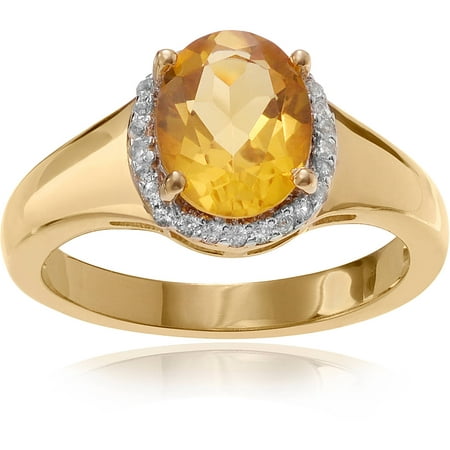 Brinley Co. Women's Citrine Topaz 14kt Gold-Plated Sterling Silver Halo Fashion Ring
